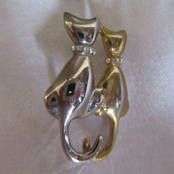 Two Cats Liz Claiborne Vintage Brooch Pin - Picture 10 of 10